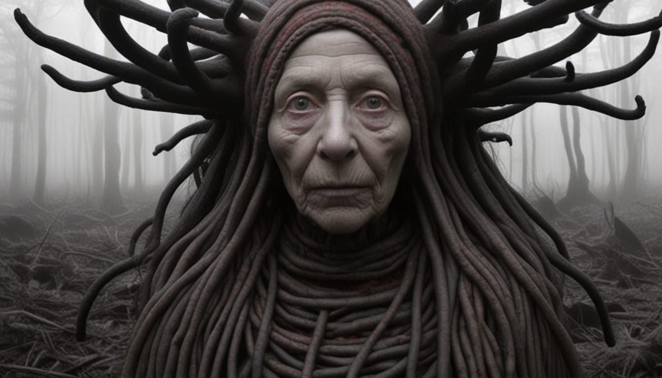 Portrait of the Blair Witch in a Foggy Antarctic Forest