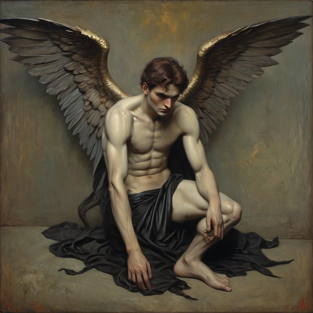 Lucifer Fallen Angel Color Painting