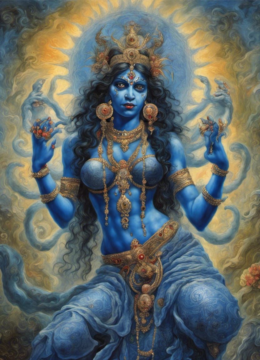 Goddess Kali: Mythological Figure in Fantasy Art Style