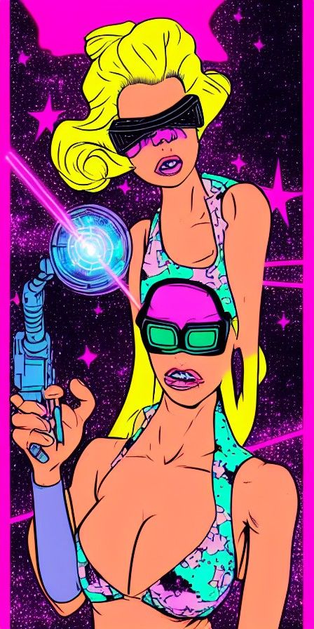 Mutated Alien Barbie Comic Girl with Laser Gun