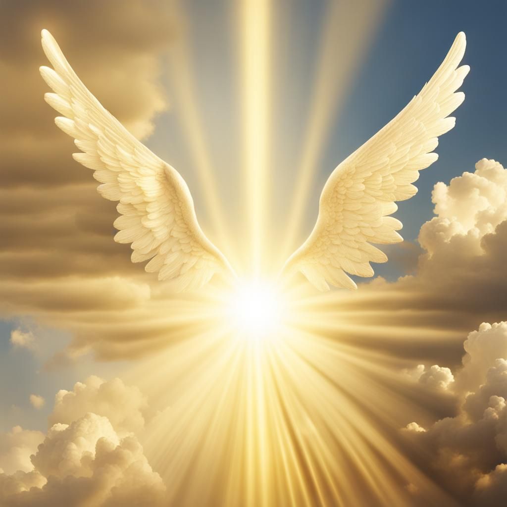 Heavenly Scene: Angels, Jesus, and Golden Light