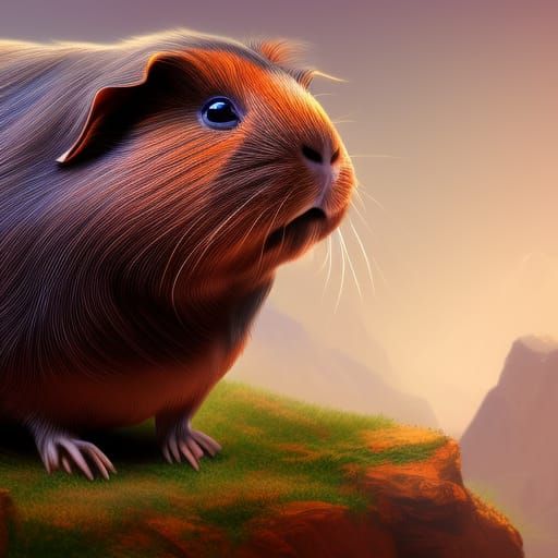 Fantastical Guinea Pig Matte Painting in Deep Color
