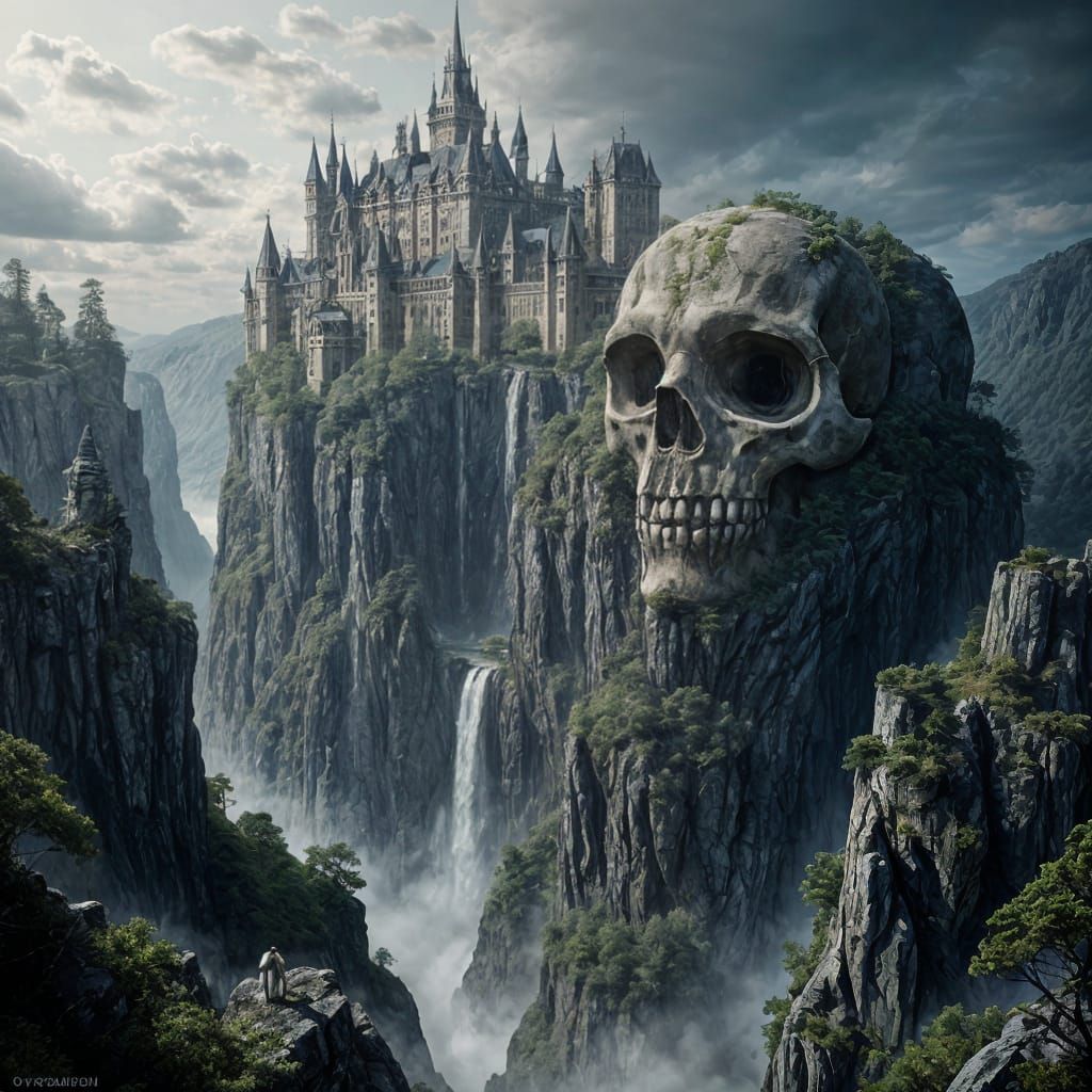 Majestic Castle Ruin on Skull Mountain in Rhineland