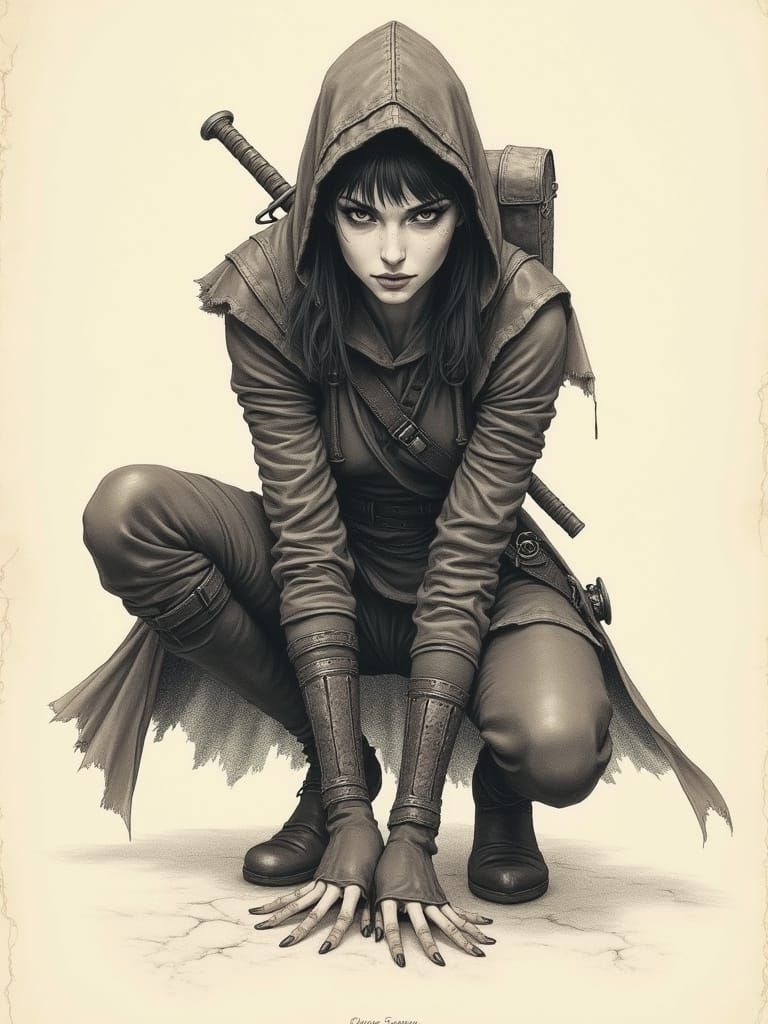 Medieval Thief in Dark Fantasy Illustration Style