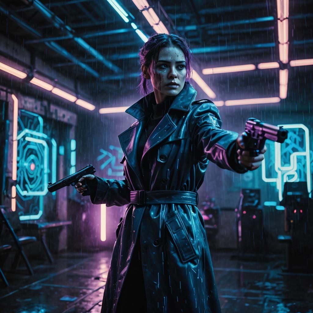 cyberpunk, shooting range