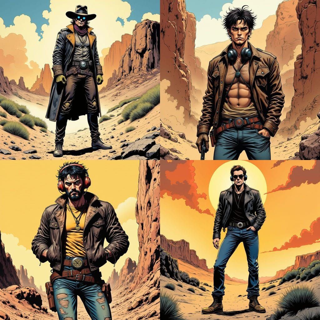Comic Book Desperado with Headphones
