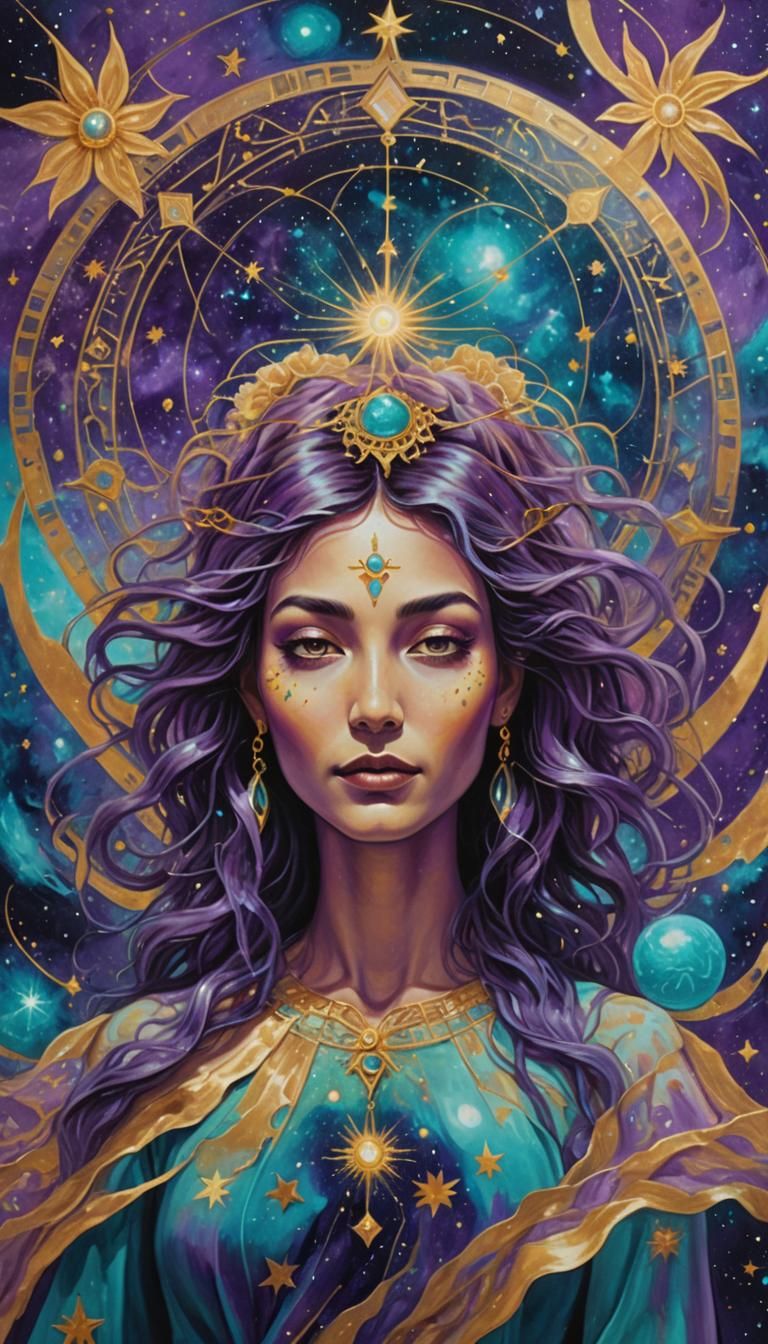 Cosmic Surrealism: Woman in Starry Space