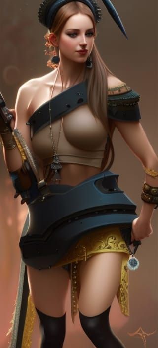 Beautiful Barbarian Lady Portrait in Hyperdetailed Style