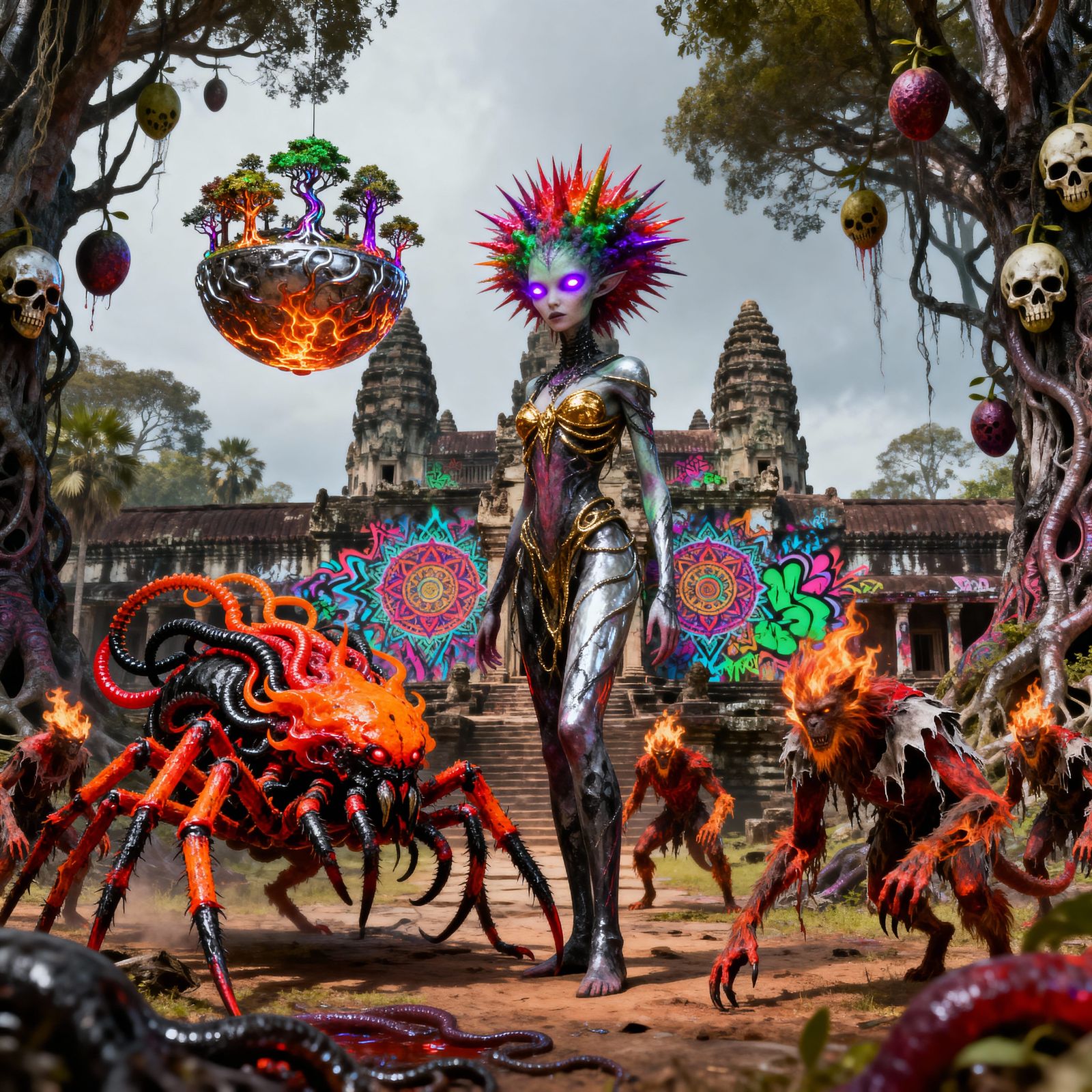 Alien Fairy Witch with Molten Orb at Graffiti Angkor Wat