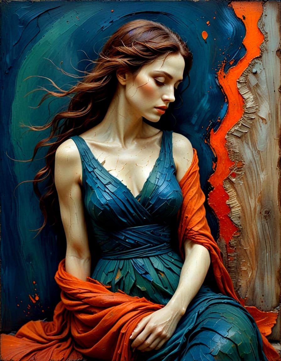 Ethereal Woodland Goddess in Mixed-Media Masterpiece