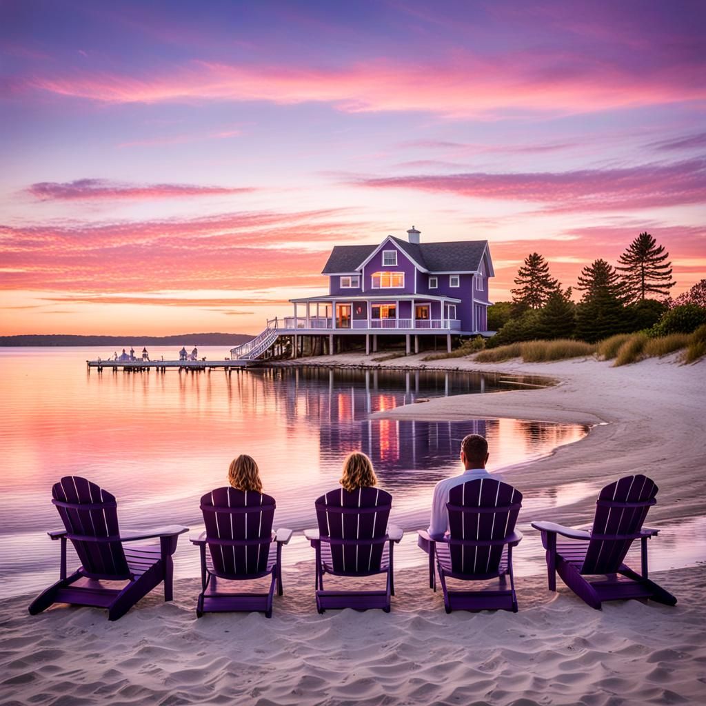 Coastal Serenity: New England Beach House at Golden Hour