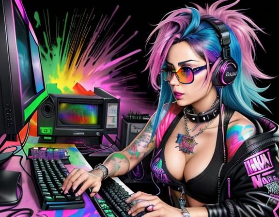 Punk Rock Computer Scientist in Graffiti Art Style