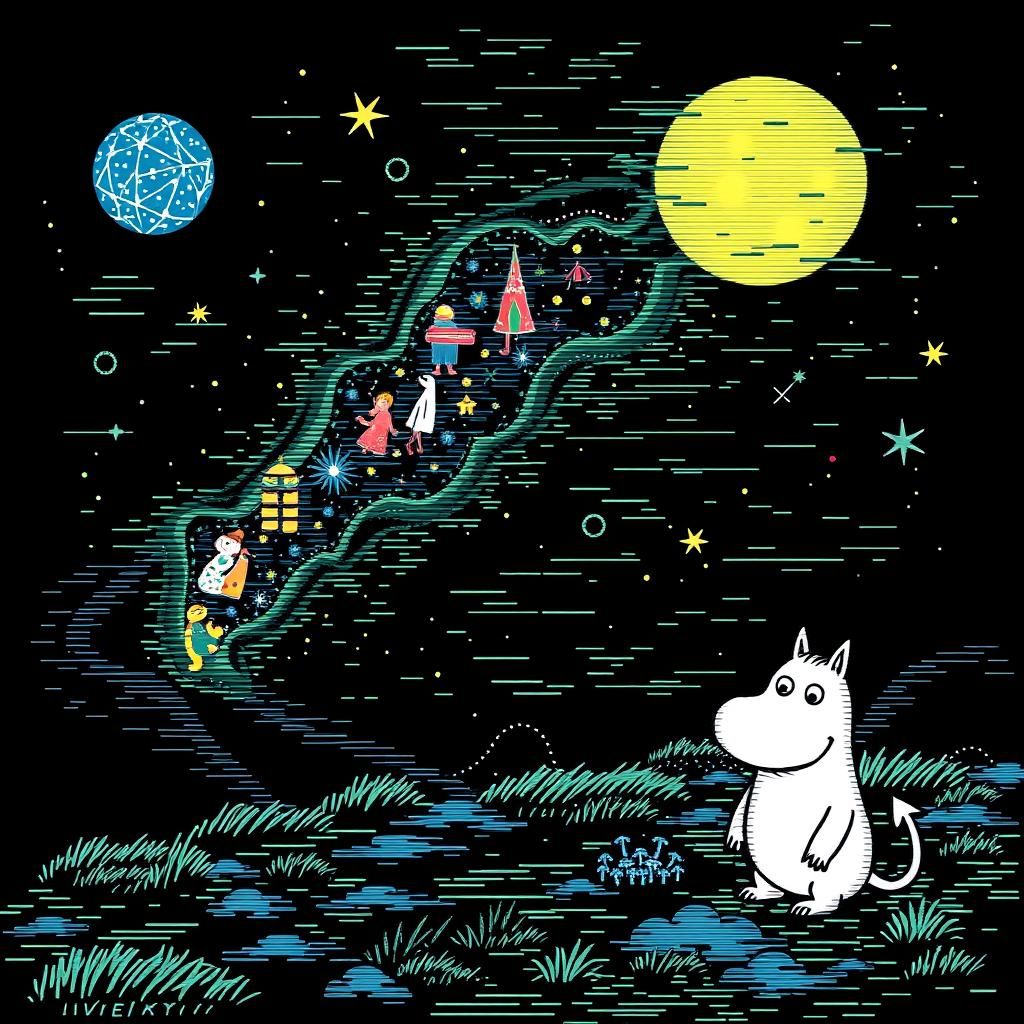Moomin in Abstract Glitchcore Constellation