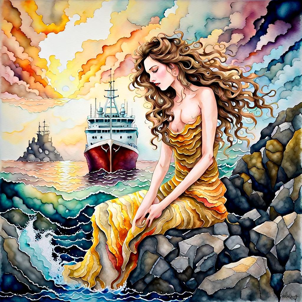 Siren's Song: Watercolor and Alcohol Ink Painting