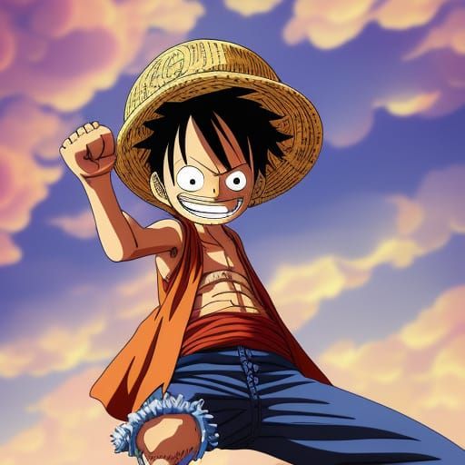 Gear 5 Luffy in Studio Ghibli Anime Style