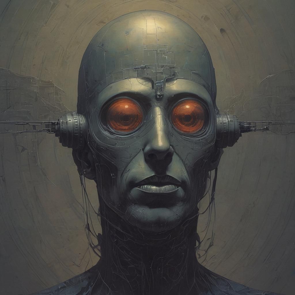 Moebius Style Dark Gothic Sci-Fi Surreal Painting