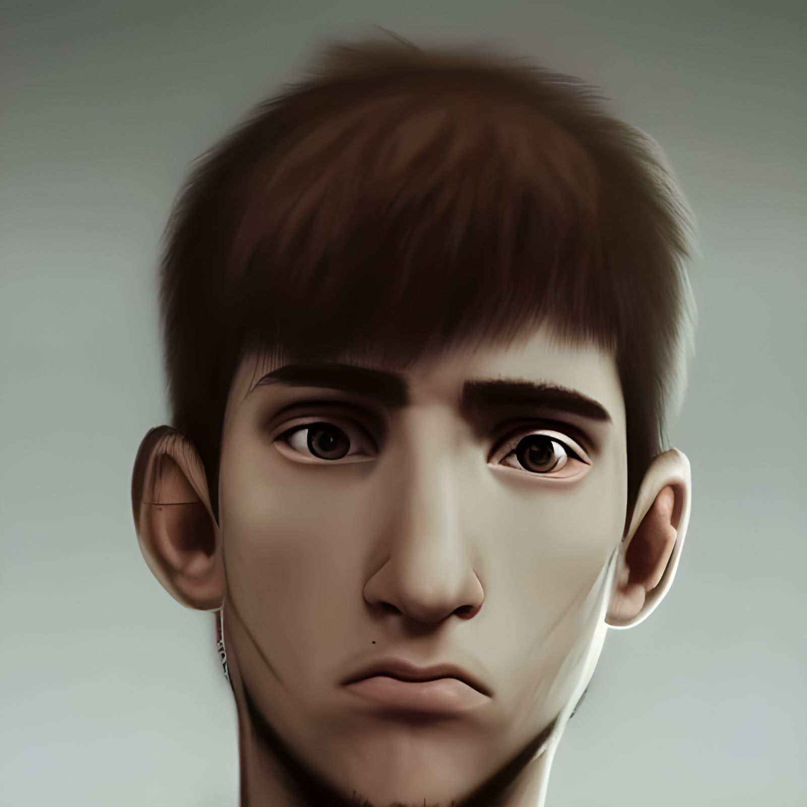 Guilty Nerdish Man with Shaved Face