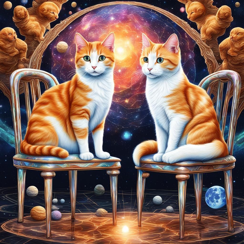 Cosmic Cats on a Chair: Holographic Illustration