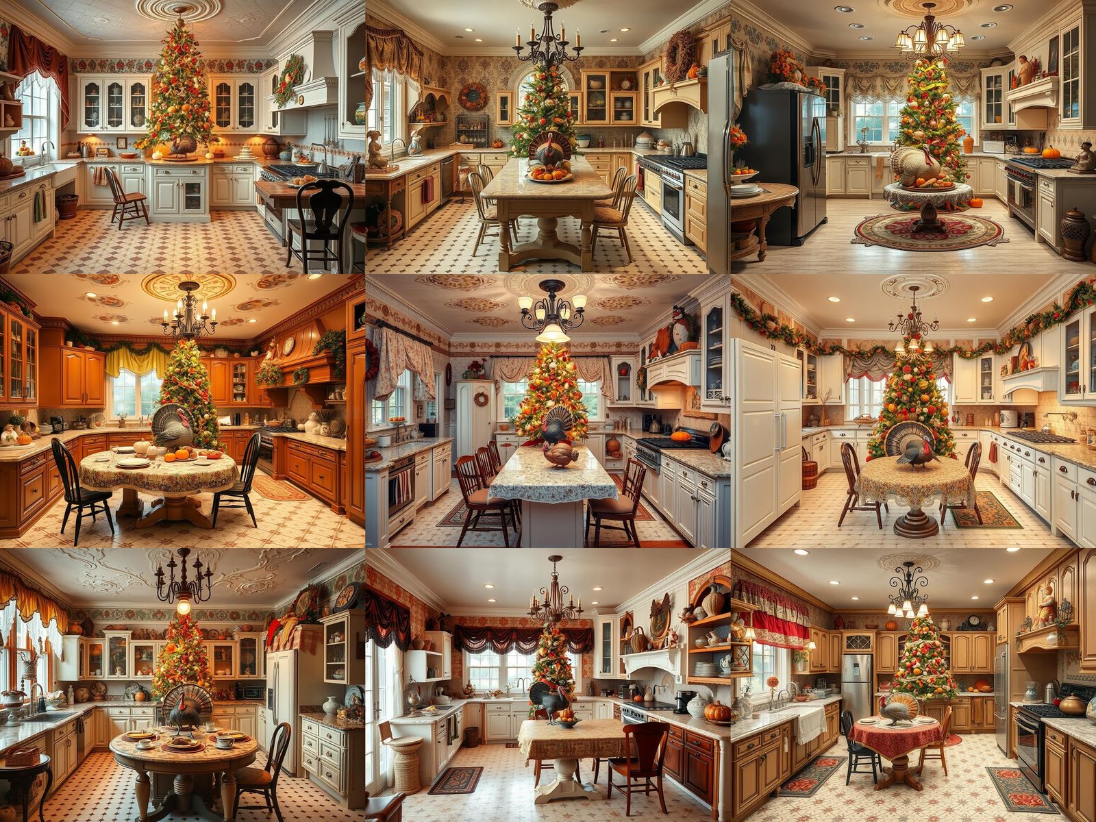 Thanksgiving Turkeys in Grandma's Maximalist Kitchen