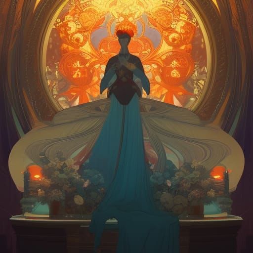 Widow's Coronation: Art Nouveau Concept Art