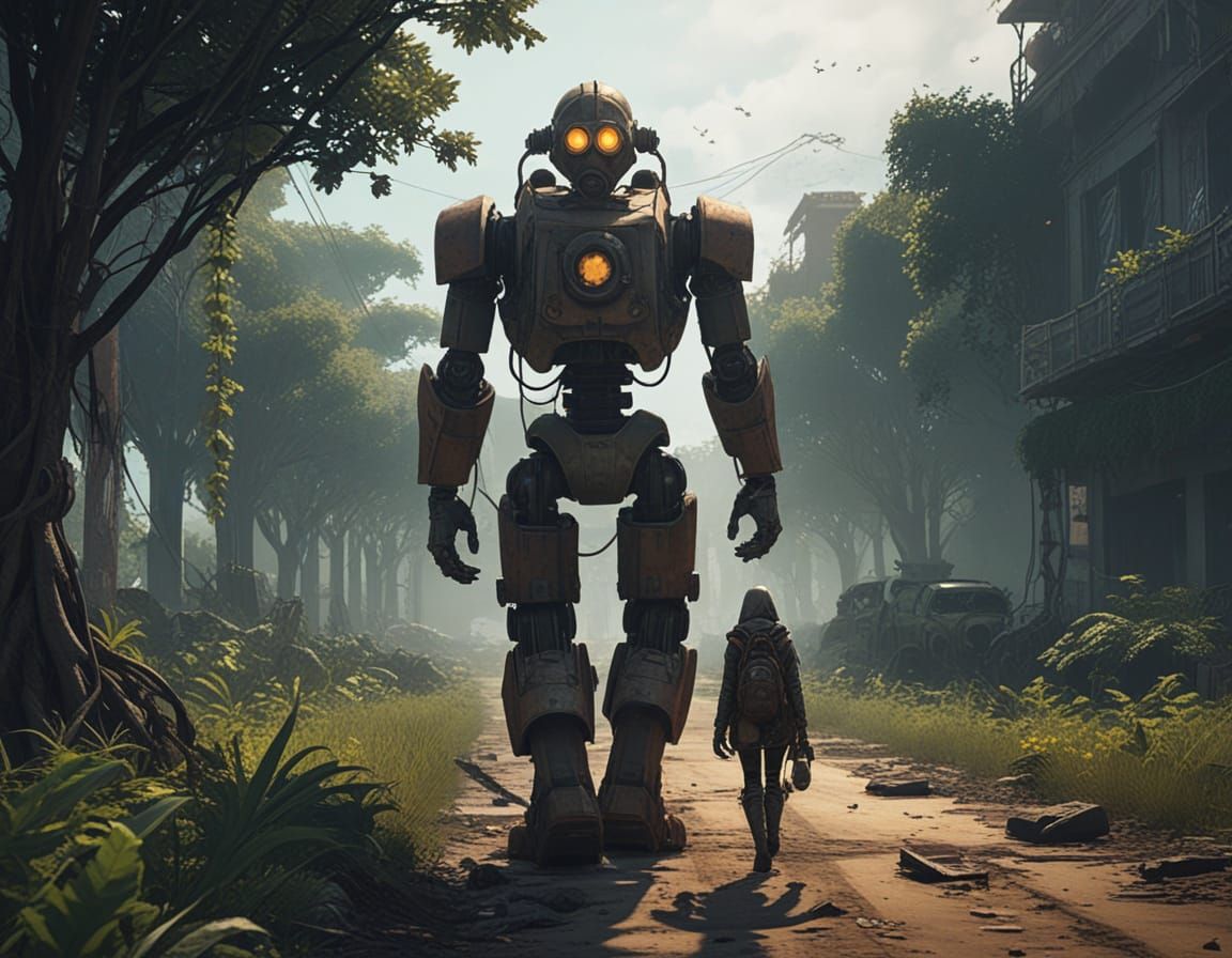 Post-Apocalyptic Wasteland with Giant Robots