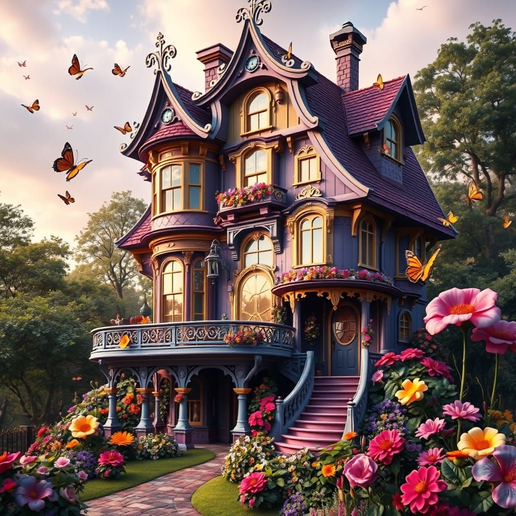 Fantastical Crooked House in Neo-Classical Style