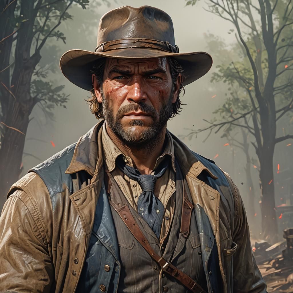 Arthur Morgan Portrait in Art Nouveau Style