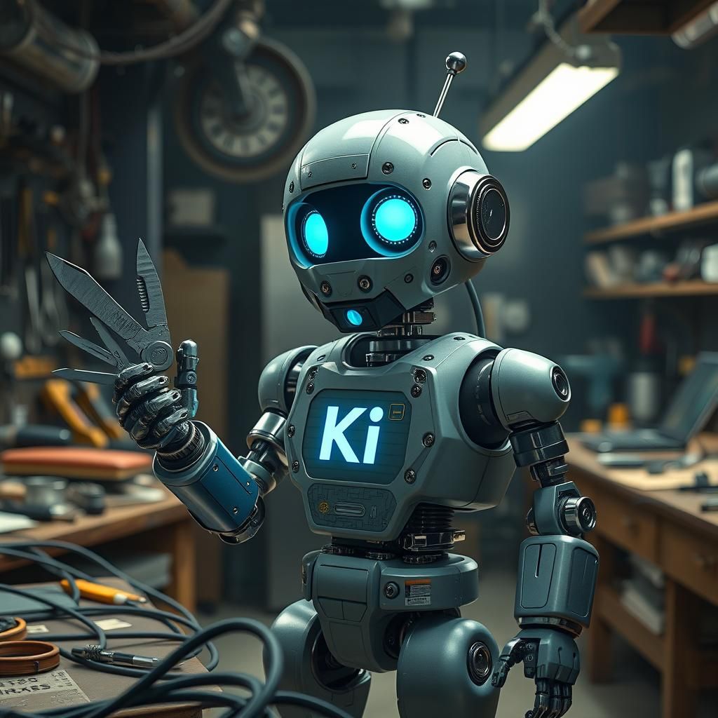 Industrious Robot in Atmospheric Lab, Hyperrealistic Digital...