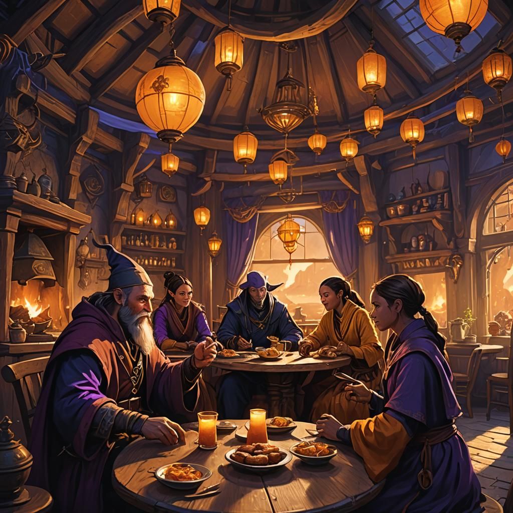 Breakfast at the Inn: Fantasy Art in Purple Tones