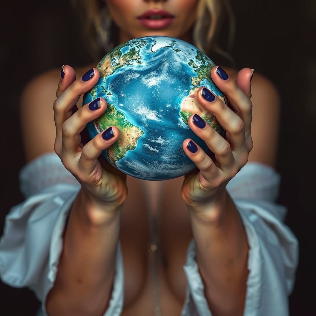 Ethereal Goddess Holds the World in Her Hands