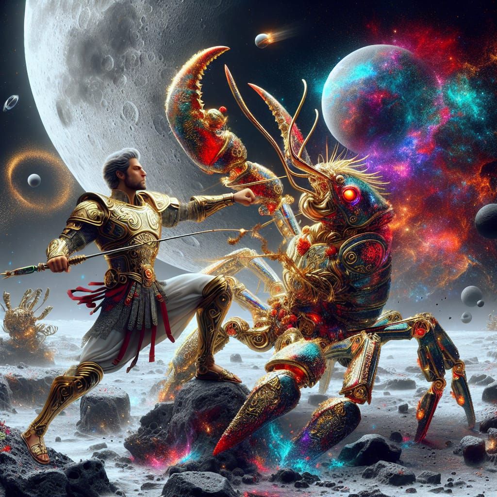 Perseus Battles Robot Lobster on the Moon