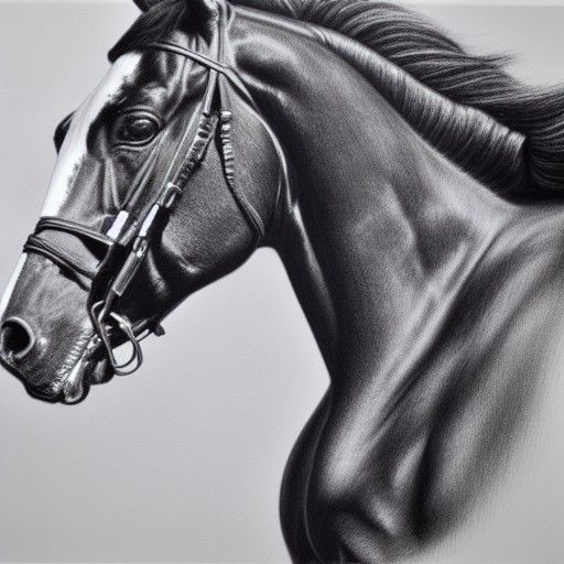 Detailed Charcoal Drawing of Dressage Horse