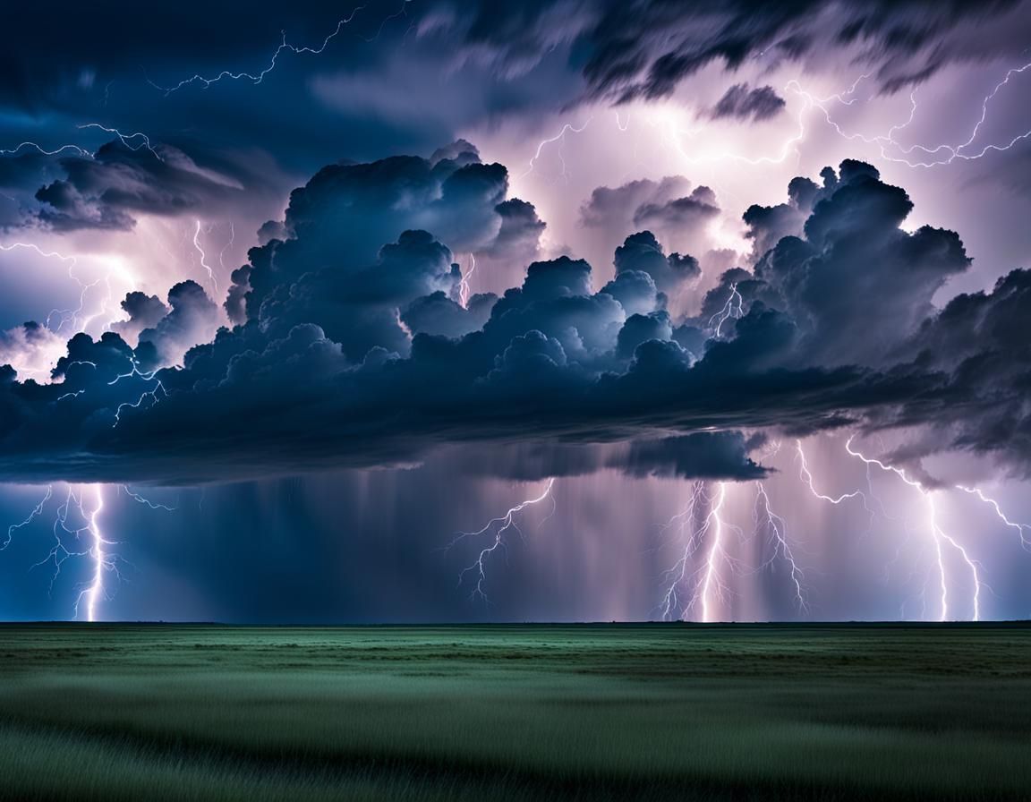 Lightning Storm Over Prairie Landscape