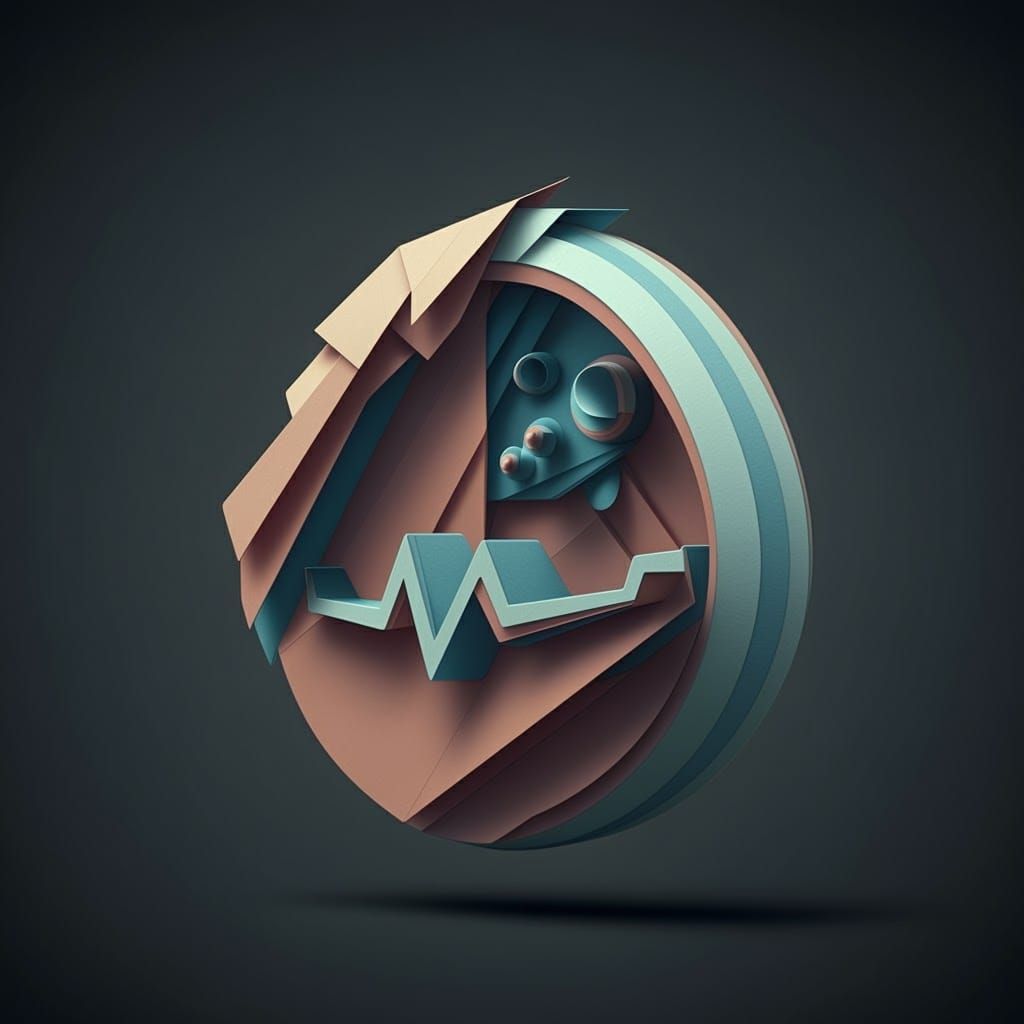 Origami Fitness Emblem in Surreal Biomechanical Style