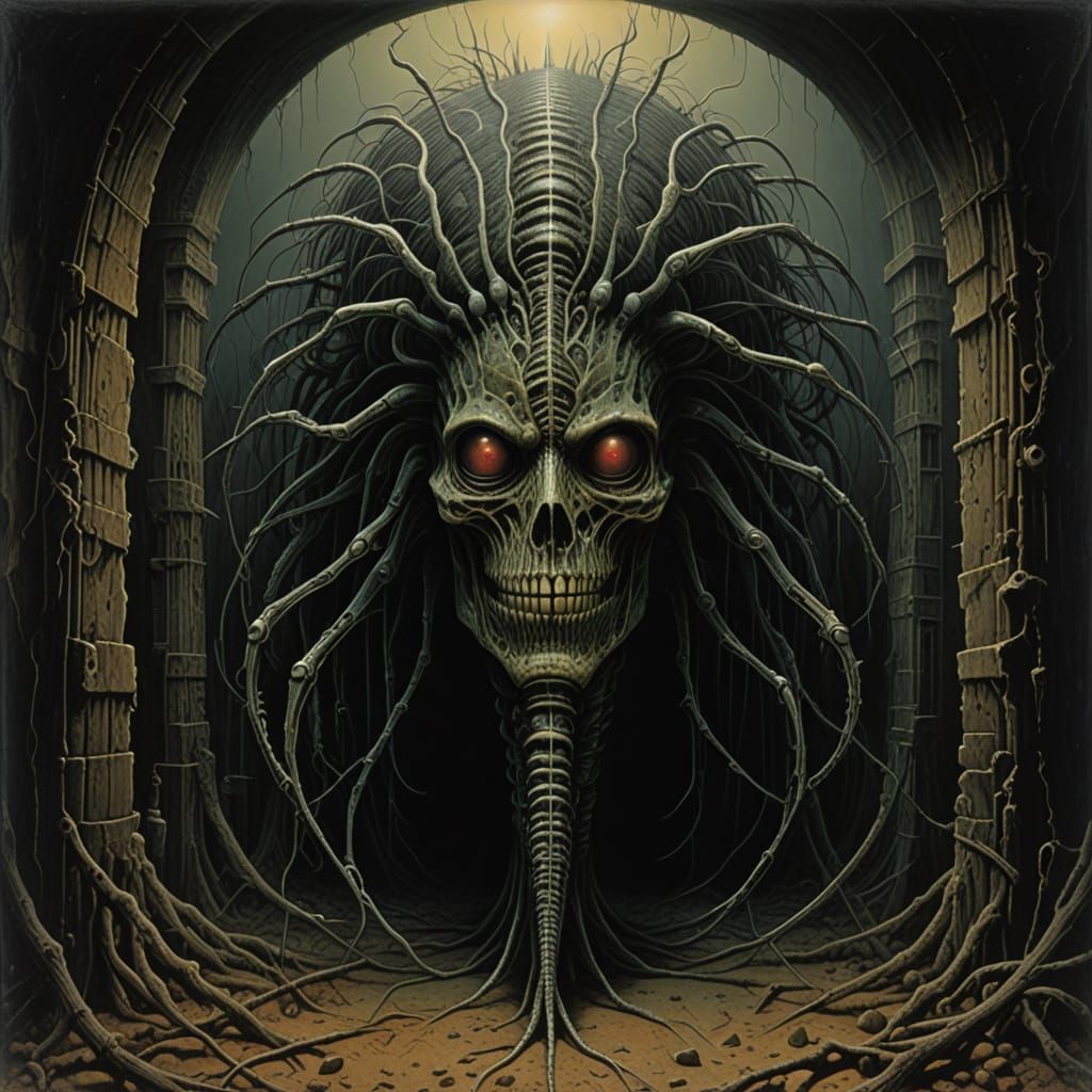 Surreal Centipede Emerges from Human Eye in Grotesque, Iride...