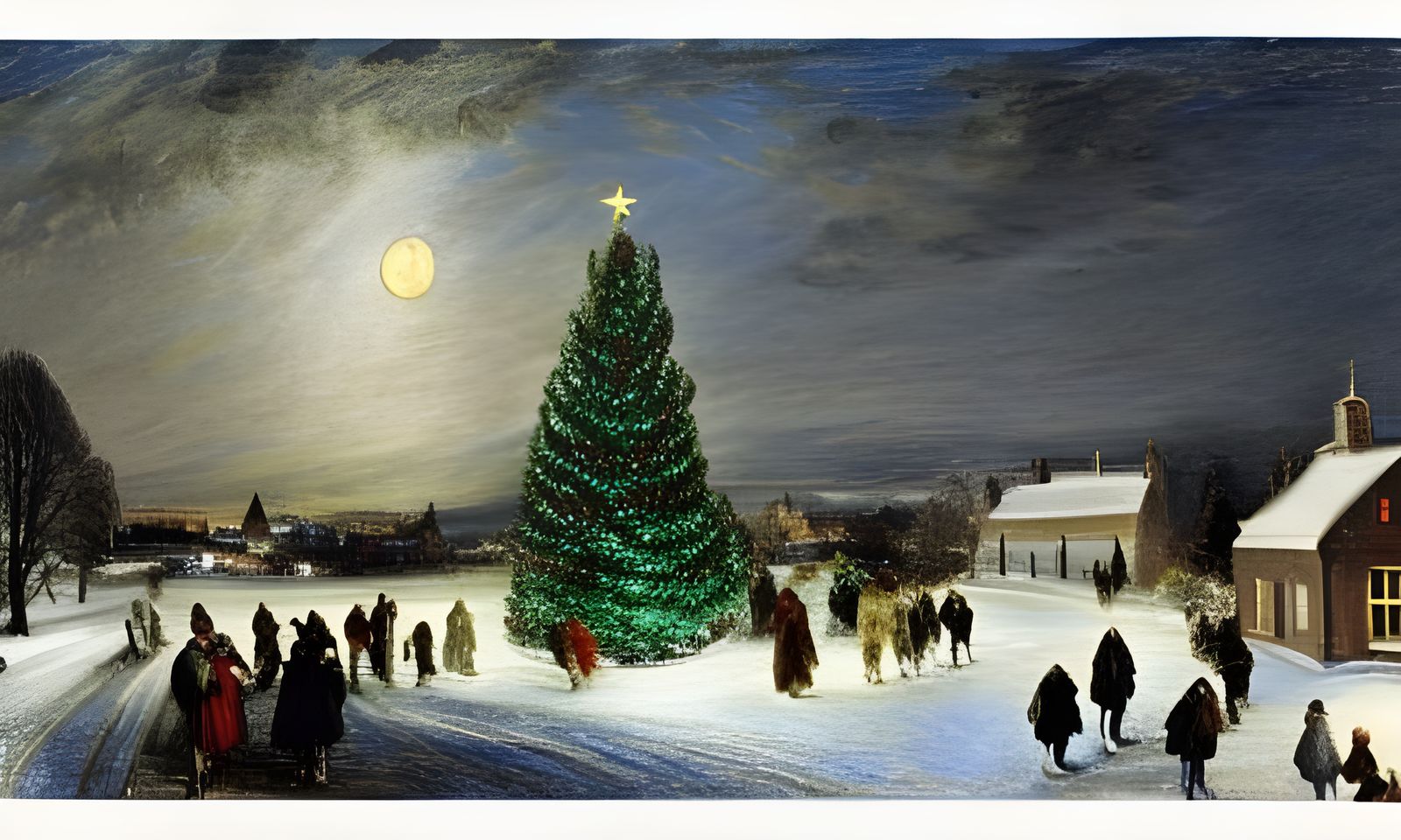 Christmas Tree in Snowy Town by Constable