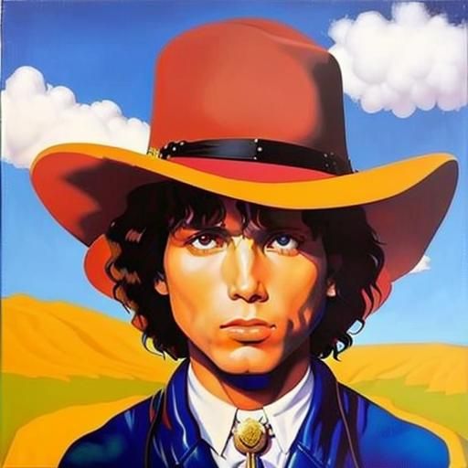 Jim Morrison Portrait in Magritte Style