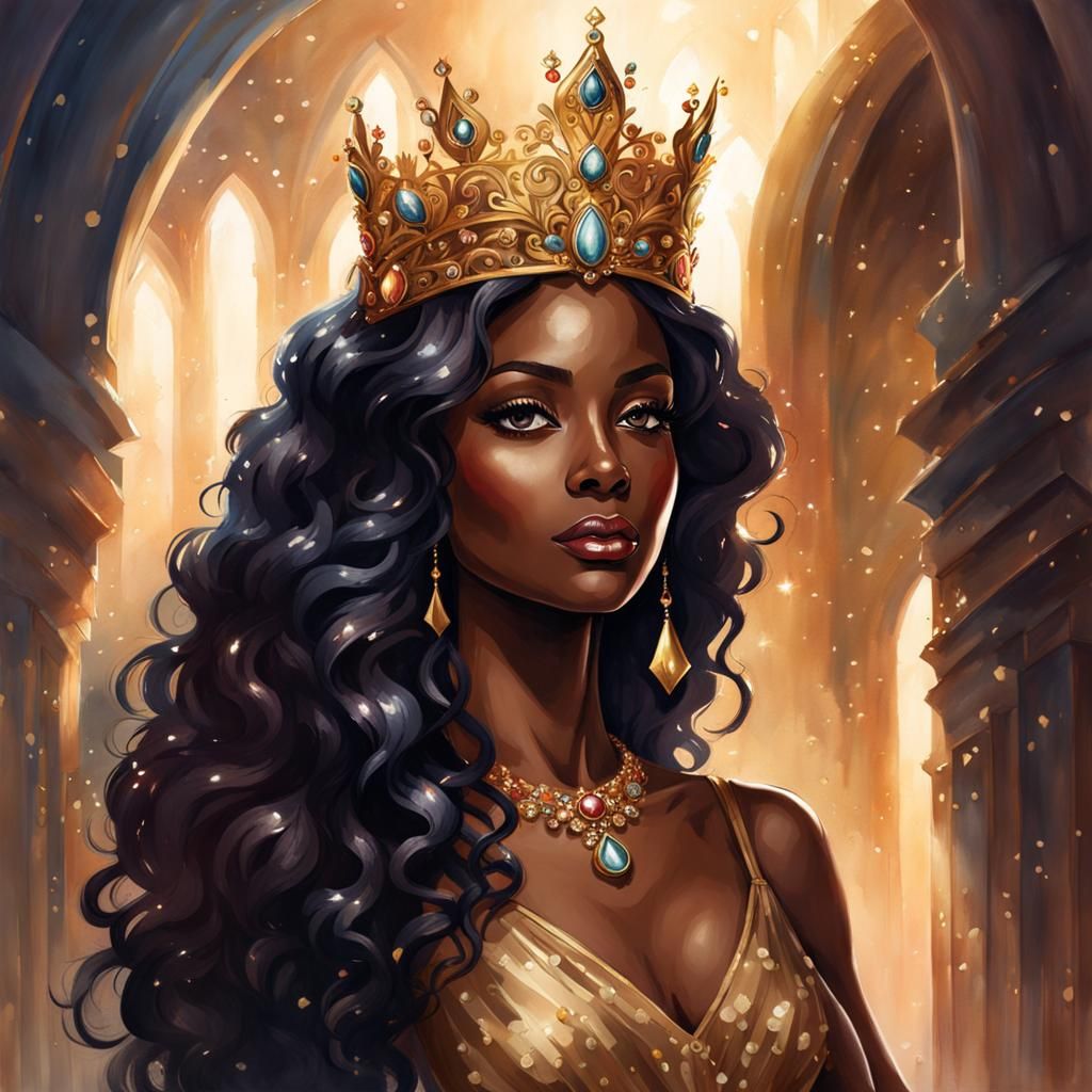 Beautiful Dark Fairy Portrait in Watercolor Style