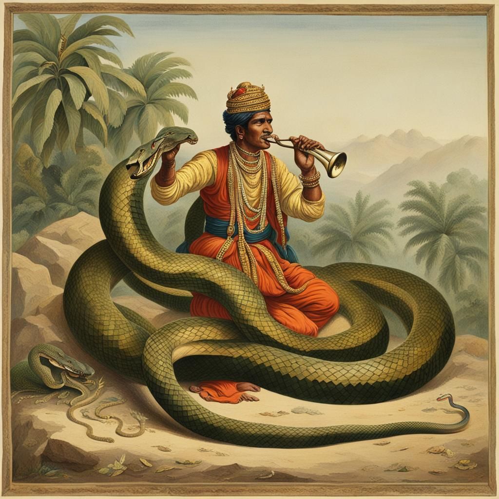 King Cobra and Snake Charmer's Flute