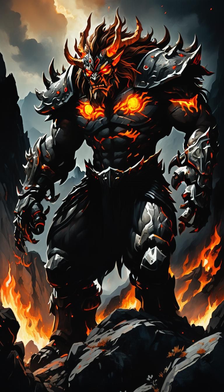 Kragar, A massive, muscular god with red glowing eyes - WITD