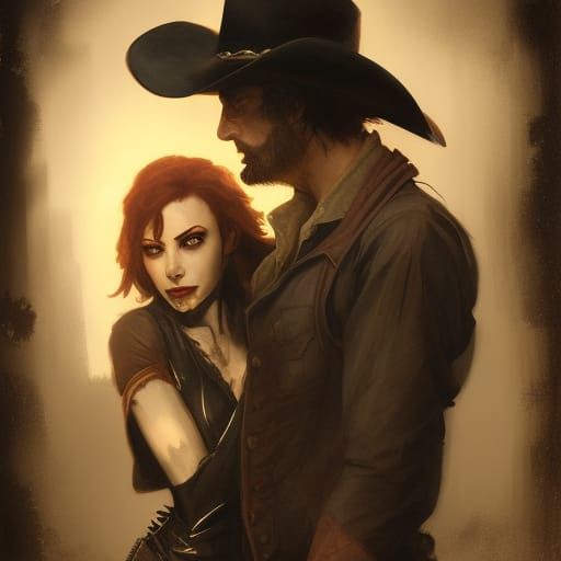 Cowboy and Vampire Cowgirl Couple