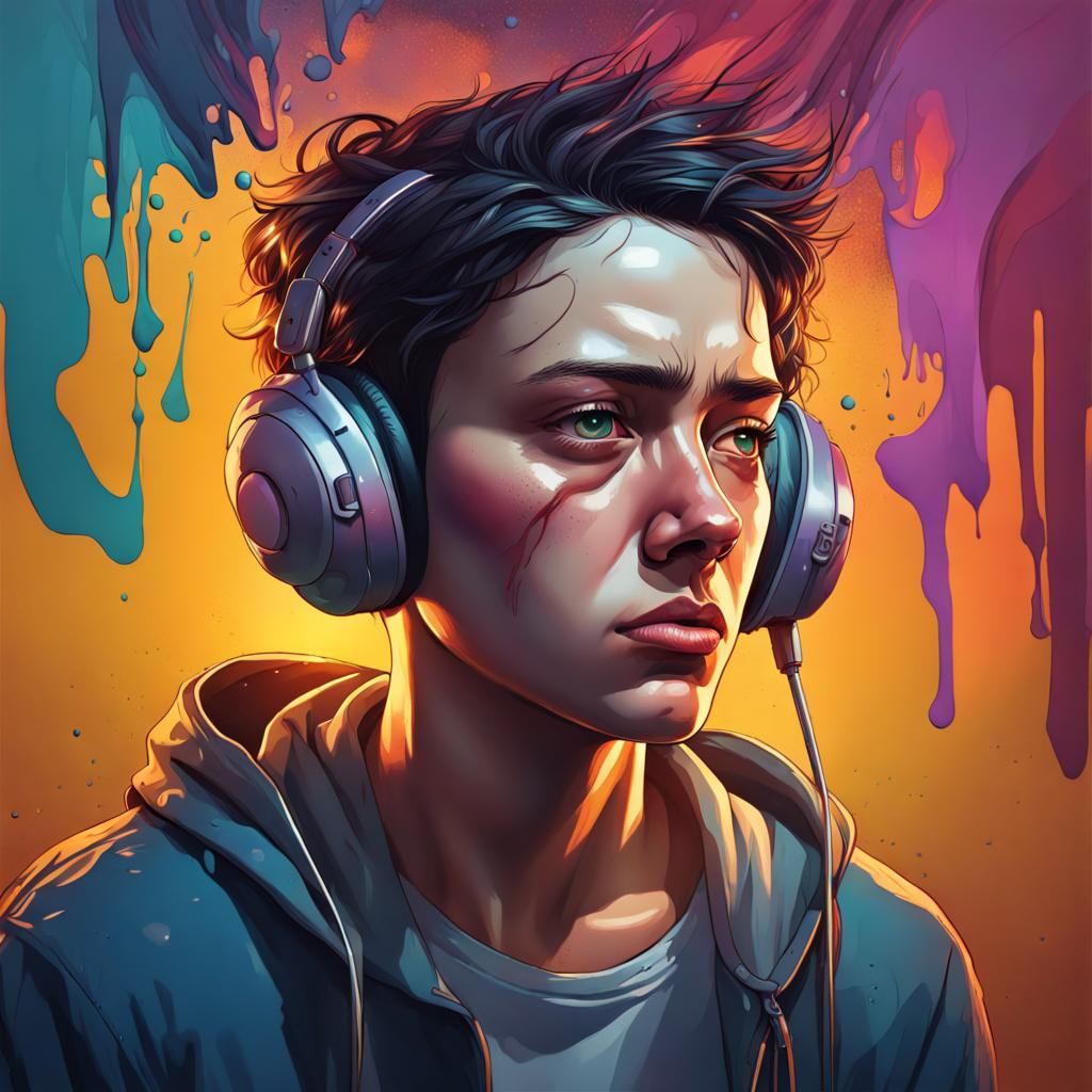 Sad Empty Mind in Hyperrealistic Splash Art