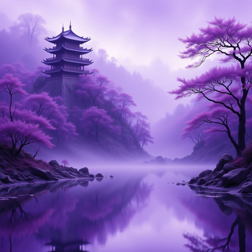 Purple Chinese  Landscape