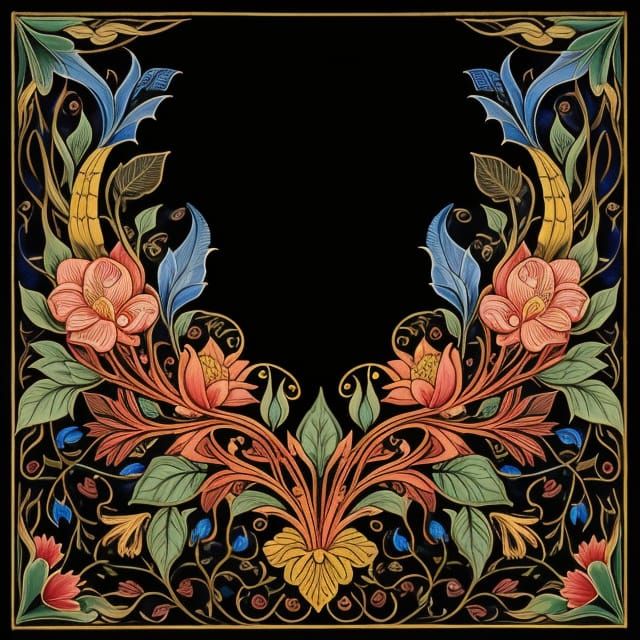 Elegant Illuminated Manuscript Decorations in Vibrant Colors