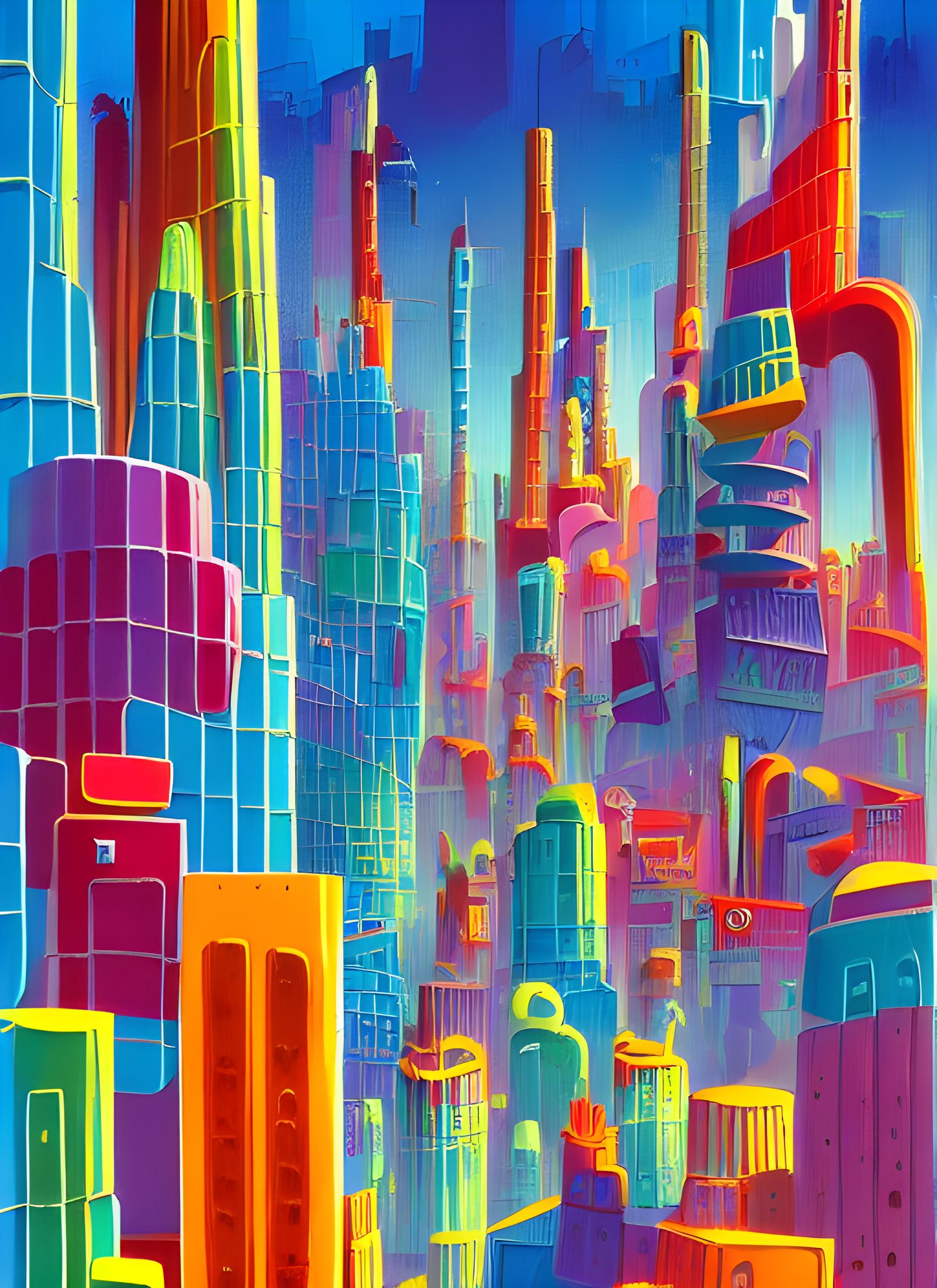 Isometric Cityscape in Pop Art Style