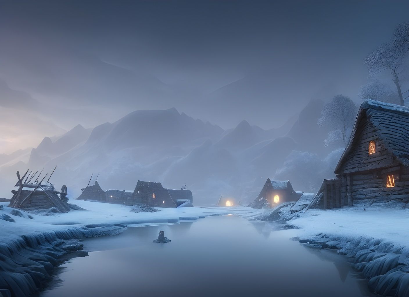 Cold Winter in the Village (Inspired by Kenmyh)