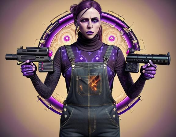 Skull Figures with Shotguns in Maximalist Digital Painting