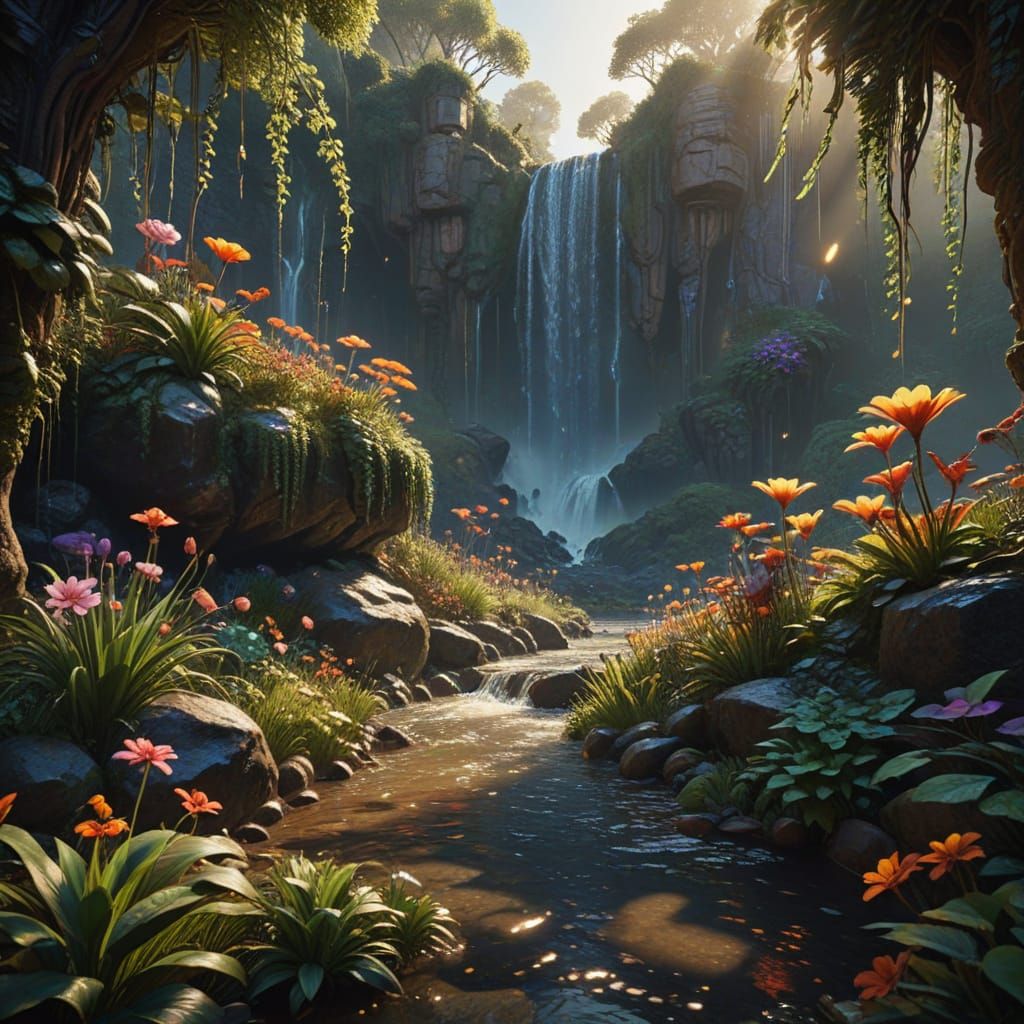 Exotic Oasis in Golden Hour