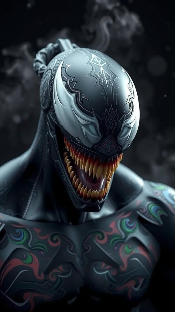 Venom Character with Indonesian Batik Motif