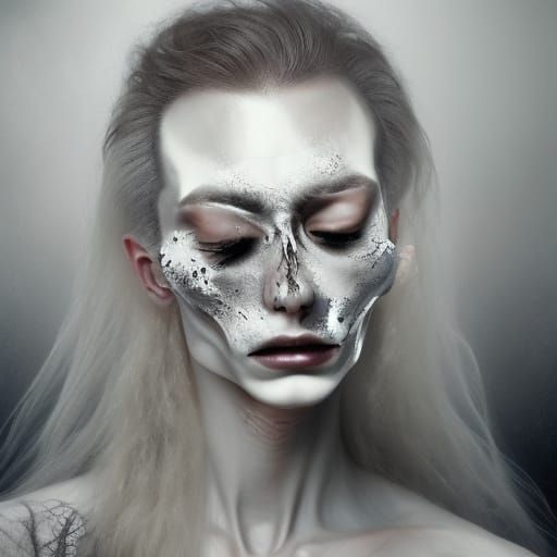 Surreal Sleeping Face Merged with Chair in Eerie Studio Ligh...